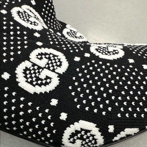 Gucci Black and White Patterned Heeled Boots - Picture 12 of 13